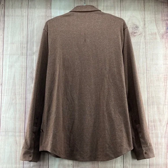 Lululemon Soft Knit XL Long Sleeve Button Up Shirt Brown Heathered Snap Button - Picture 3 of 7